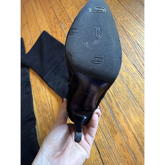 Alexander Wang Over The Knee Black Suede Leather Boots Stiletto Heel Size 37 GUC - Picture 5 of 13
